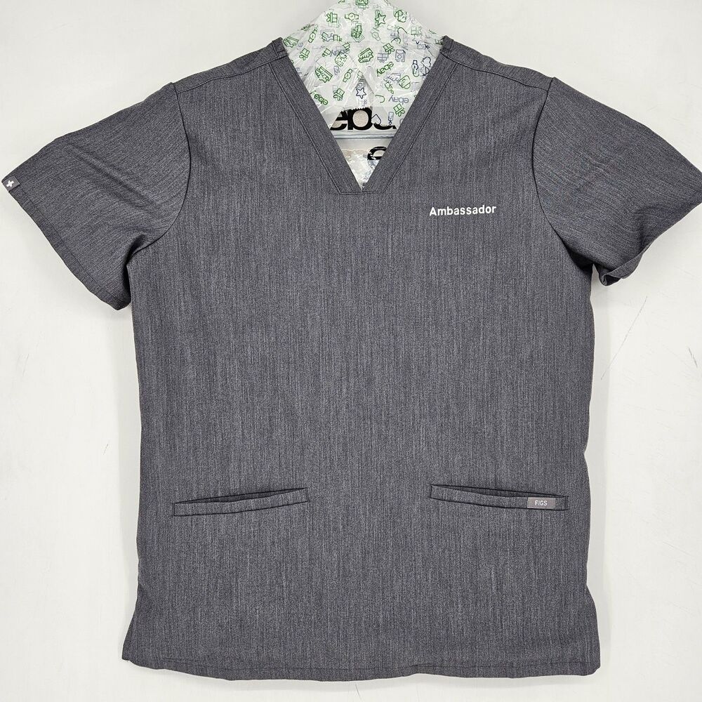 Figs Scrub Top Womens Medium Casma Three Pocket Technical Gray Nurses Healthcare
